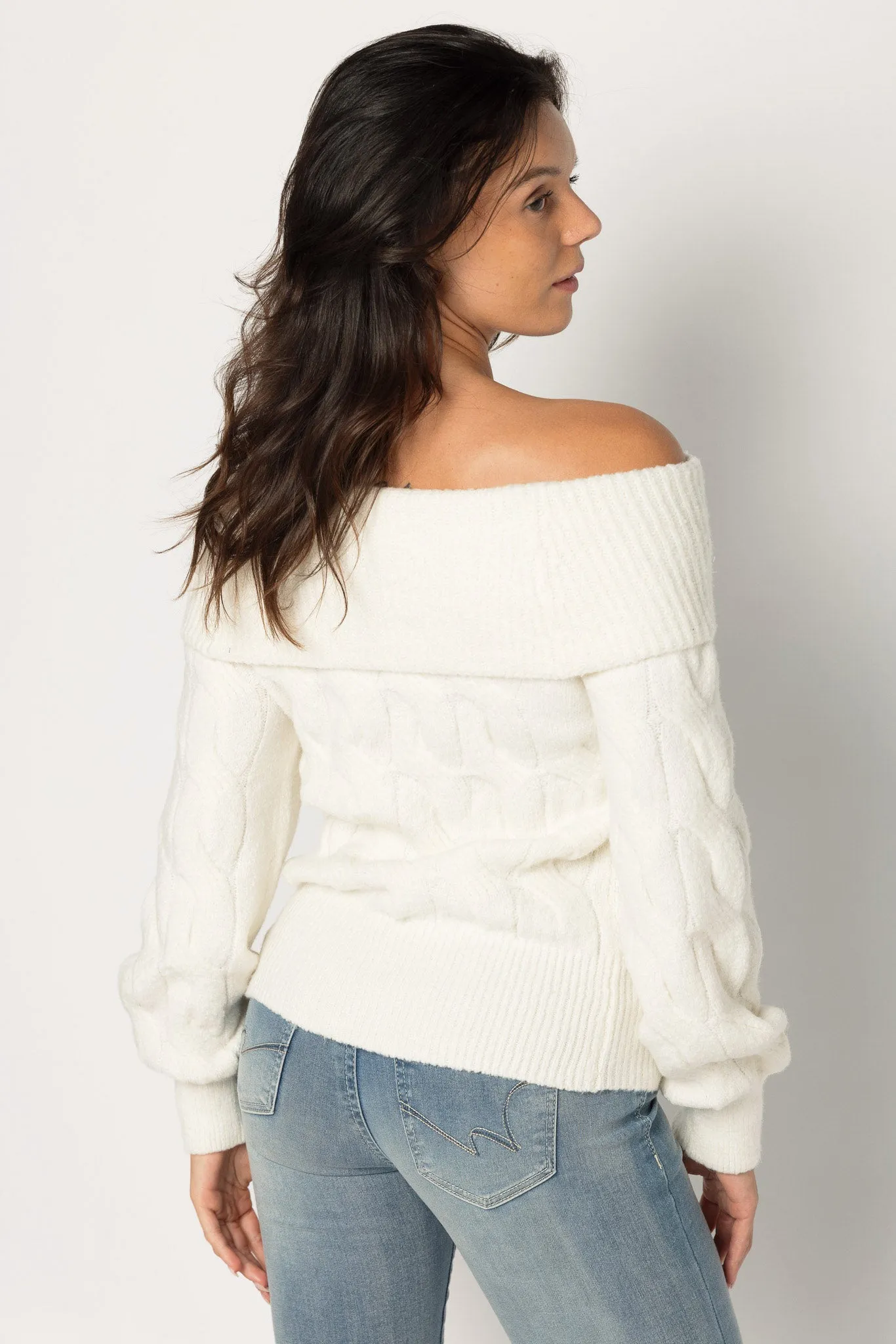 Cable Knit Off-Shoulder Sweater sold by Eclipse product image thumbnail 2