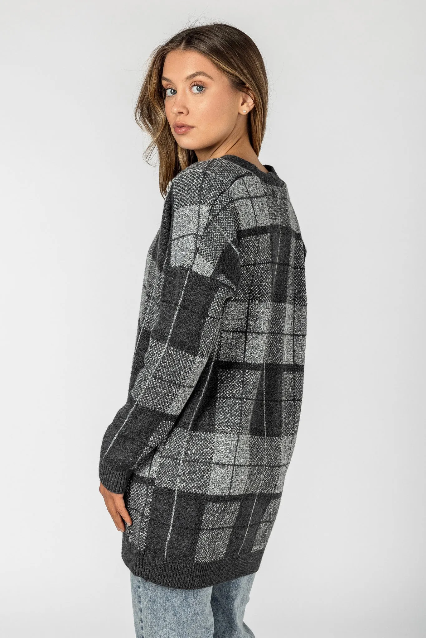 Plaid Open Cardigan with Pockets sold by Eclipse product image thumbnail 2