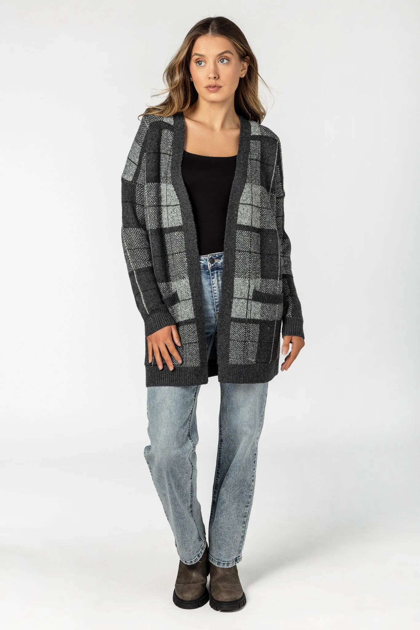 Plaid Open Cardigan with Pockets sold by Eclipse product image thumbnail 3