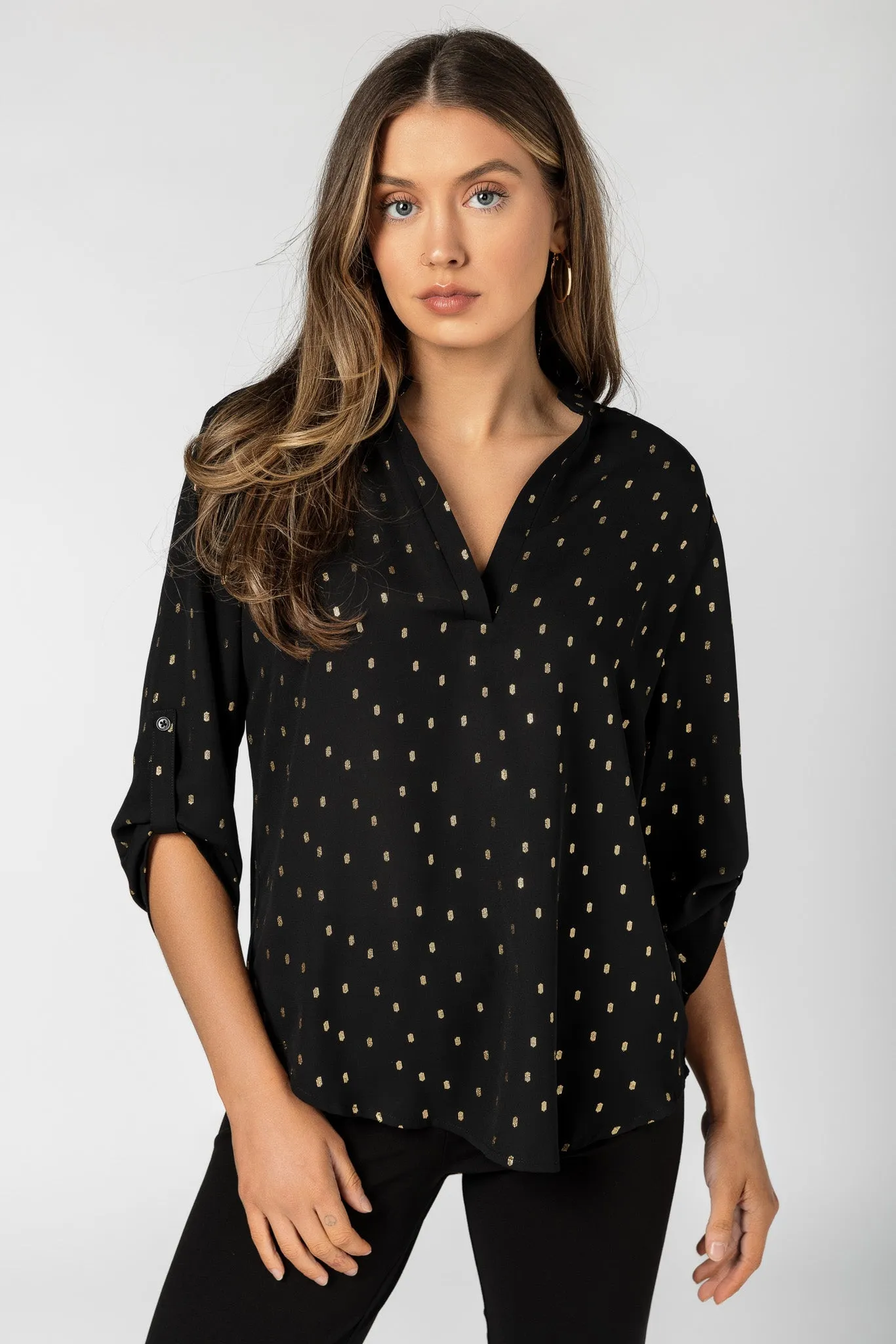 Oval Foil Printed V-Neck Blouse sold by Eclipse