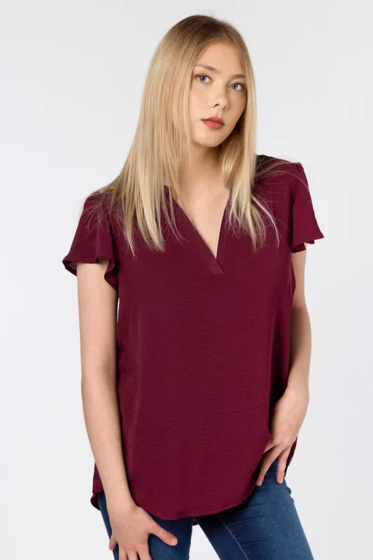Airflow V-Neck Flutter Sleeve Blouse sold by Eclipse