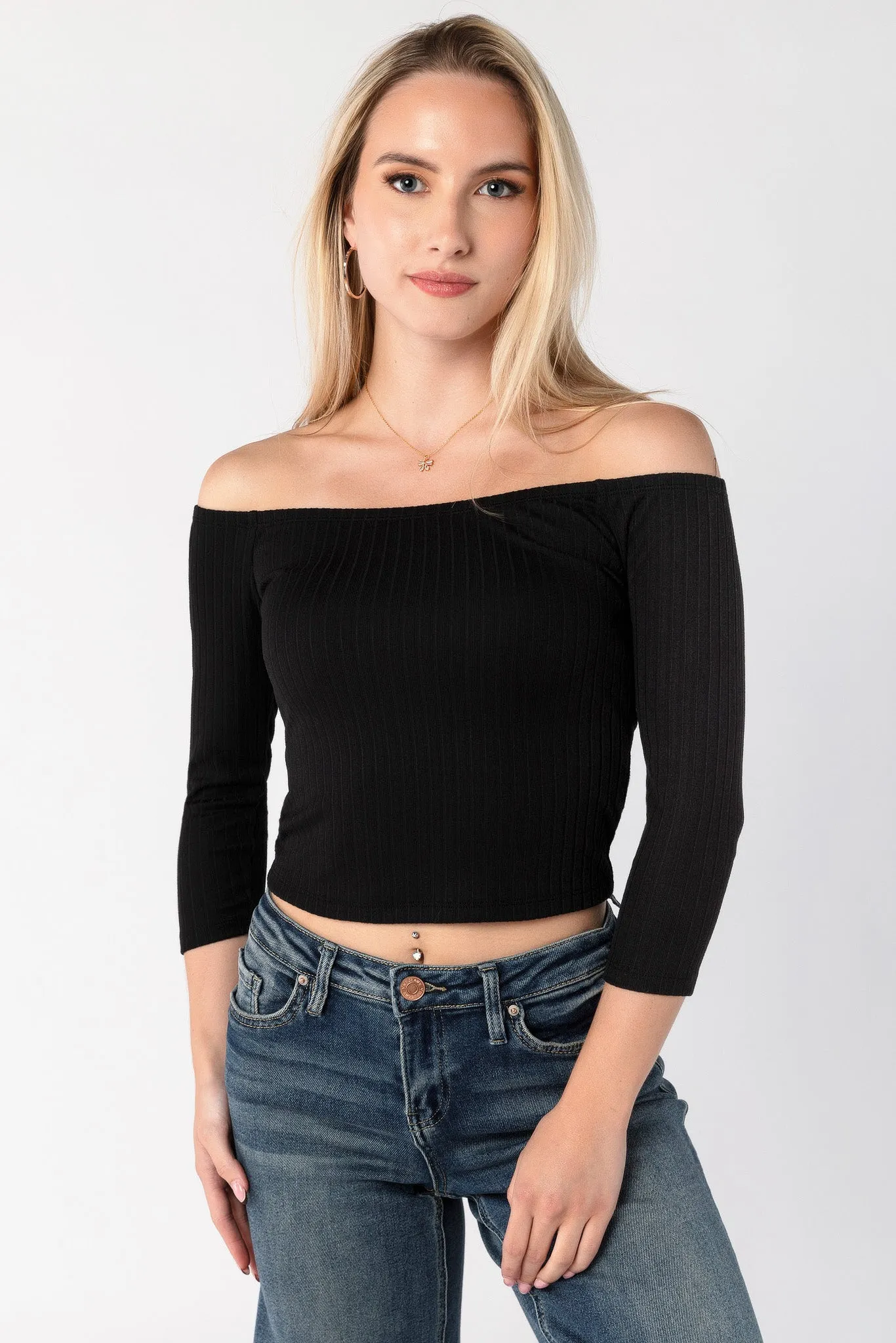 Off The Shoulder Ribbed Tee sold by Eclipse product image thumbnail 3