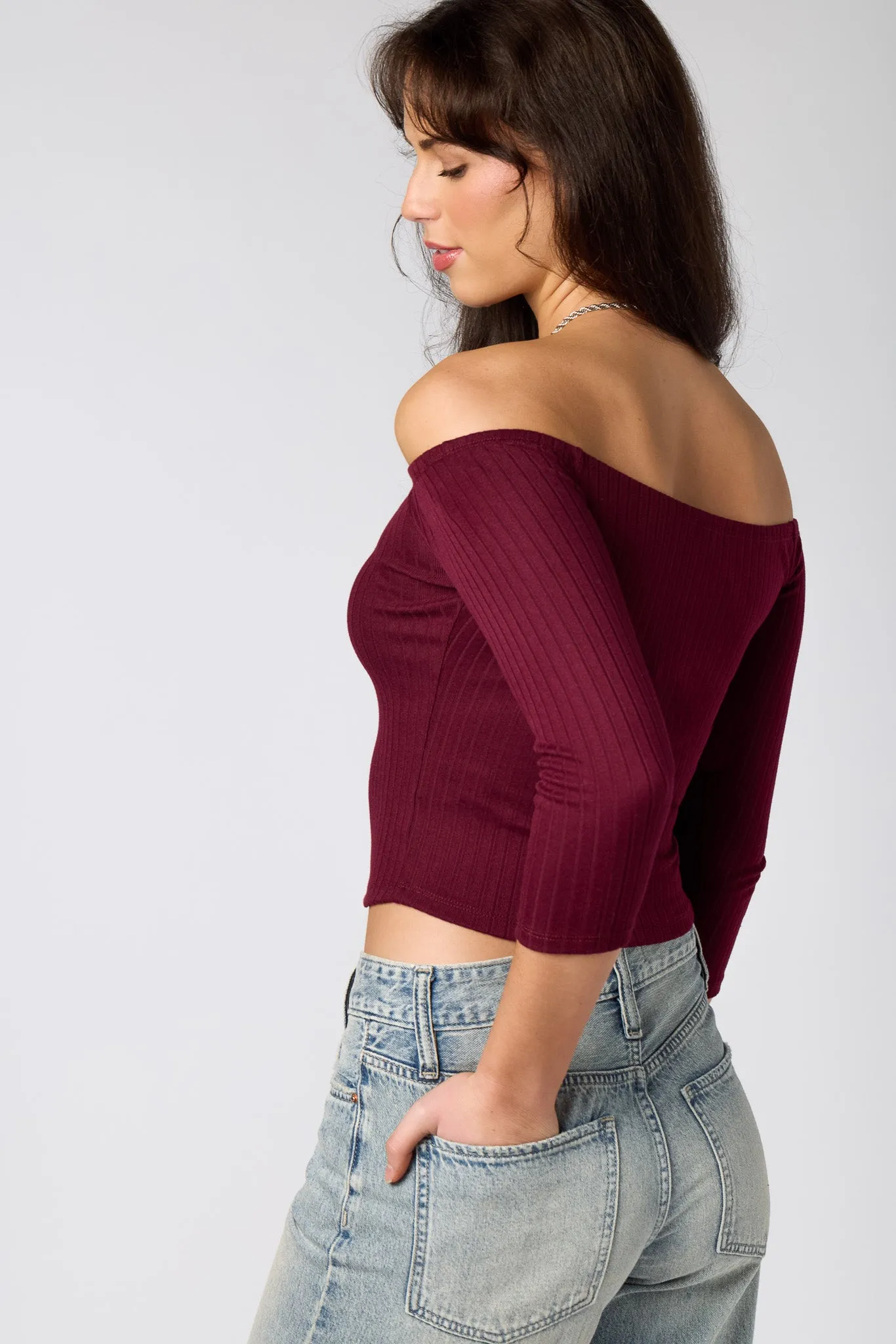 Off The Shoulder Ribbed Tee sold by Eclipse product image thumbnail 2