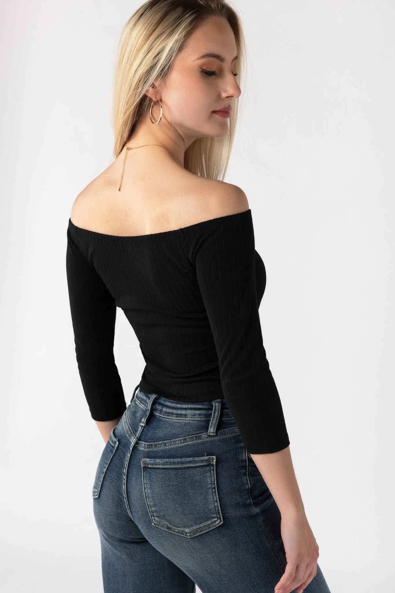 Off The Shoulder Ribbed Tee sold by Eclipse product image thumbnail 4