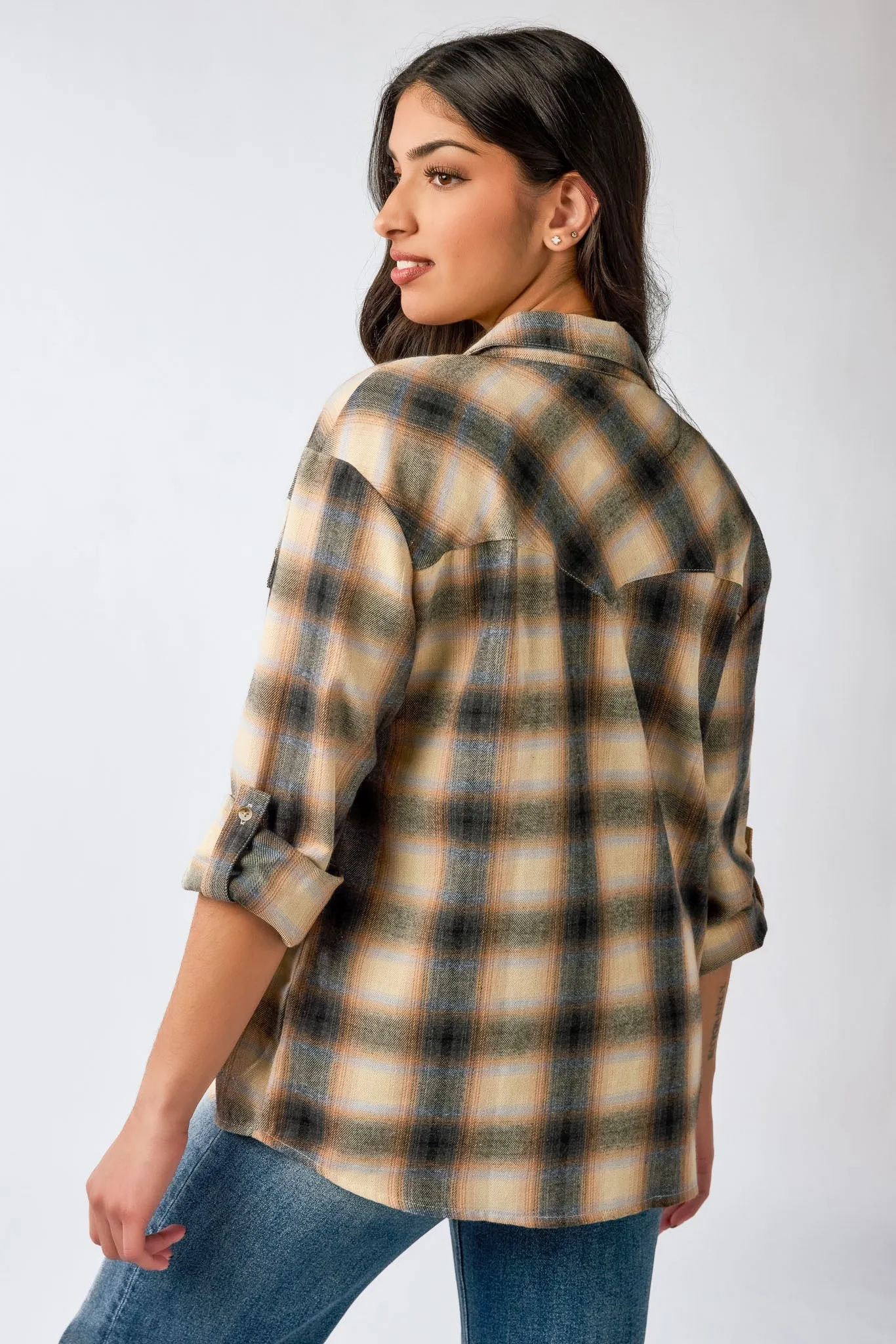 Plaid Flannel Shirt with Roll-Up Sleeves sold by Eclipse product image thumbnail 2