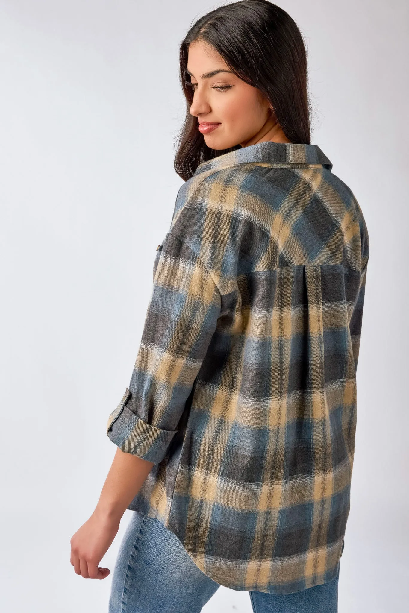 Plaid Flannel Shirt with Roll-Up Sleeves sold by Eclipse product image thumbnail 2