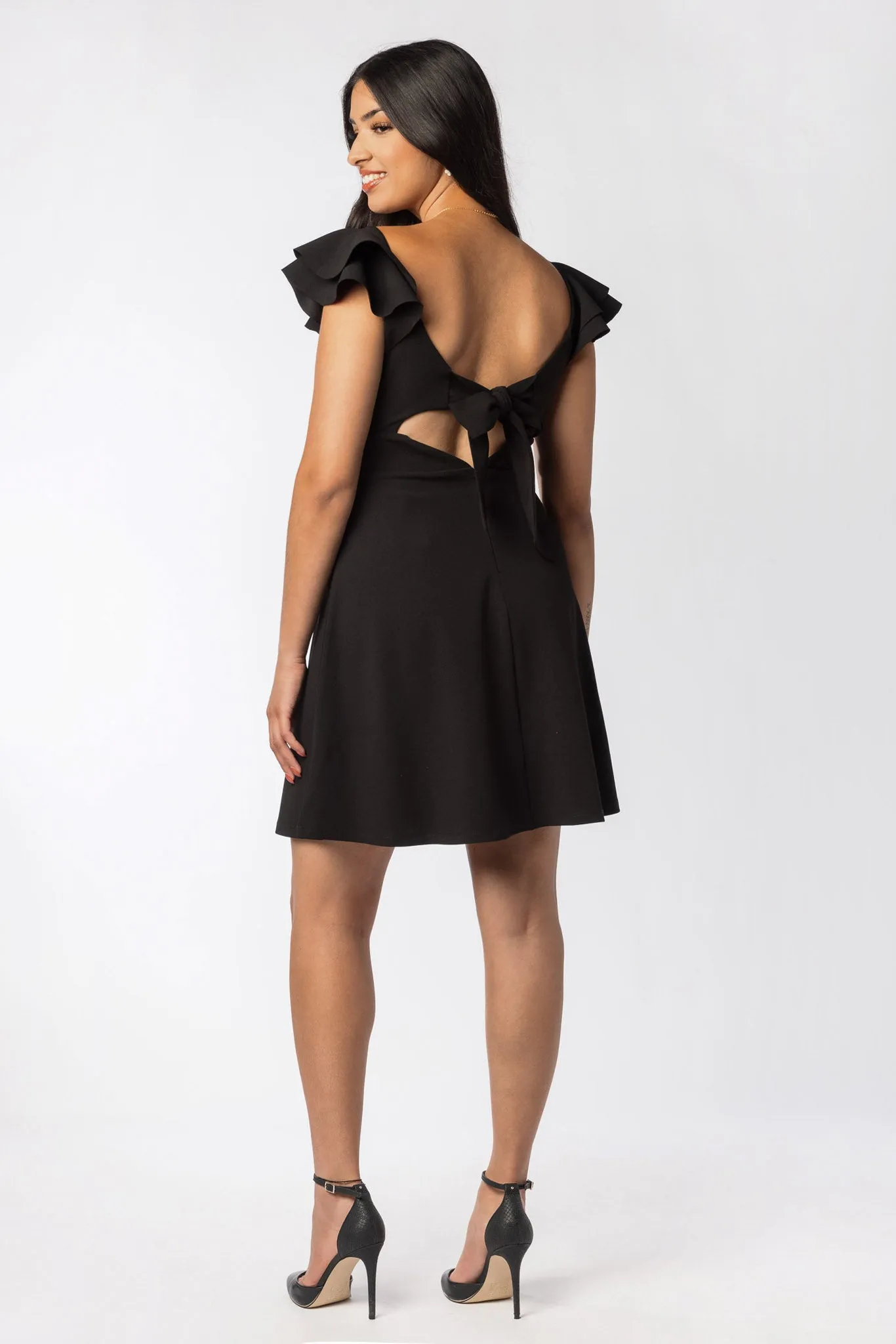 Crossover Flutter Sleeve Skater Mini Dress sold by Eclipse product image thumbnail 2