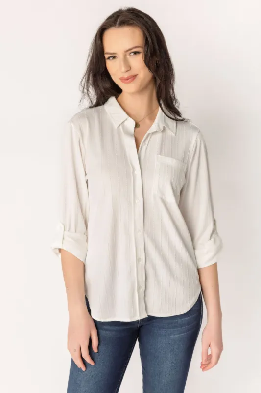 Relaxed Fit Textured Roll Tab-Sleeve Shirt sold by Eclipse