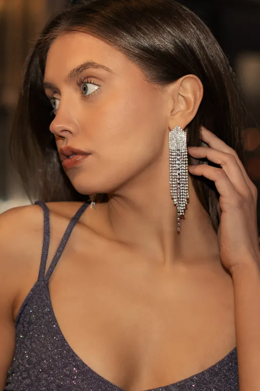 Rhinestone Fringe Earrings sold by Eclipse