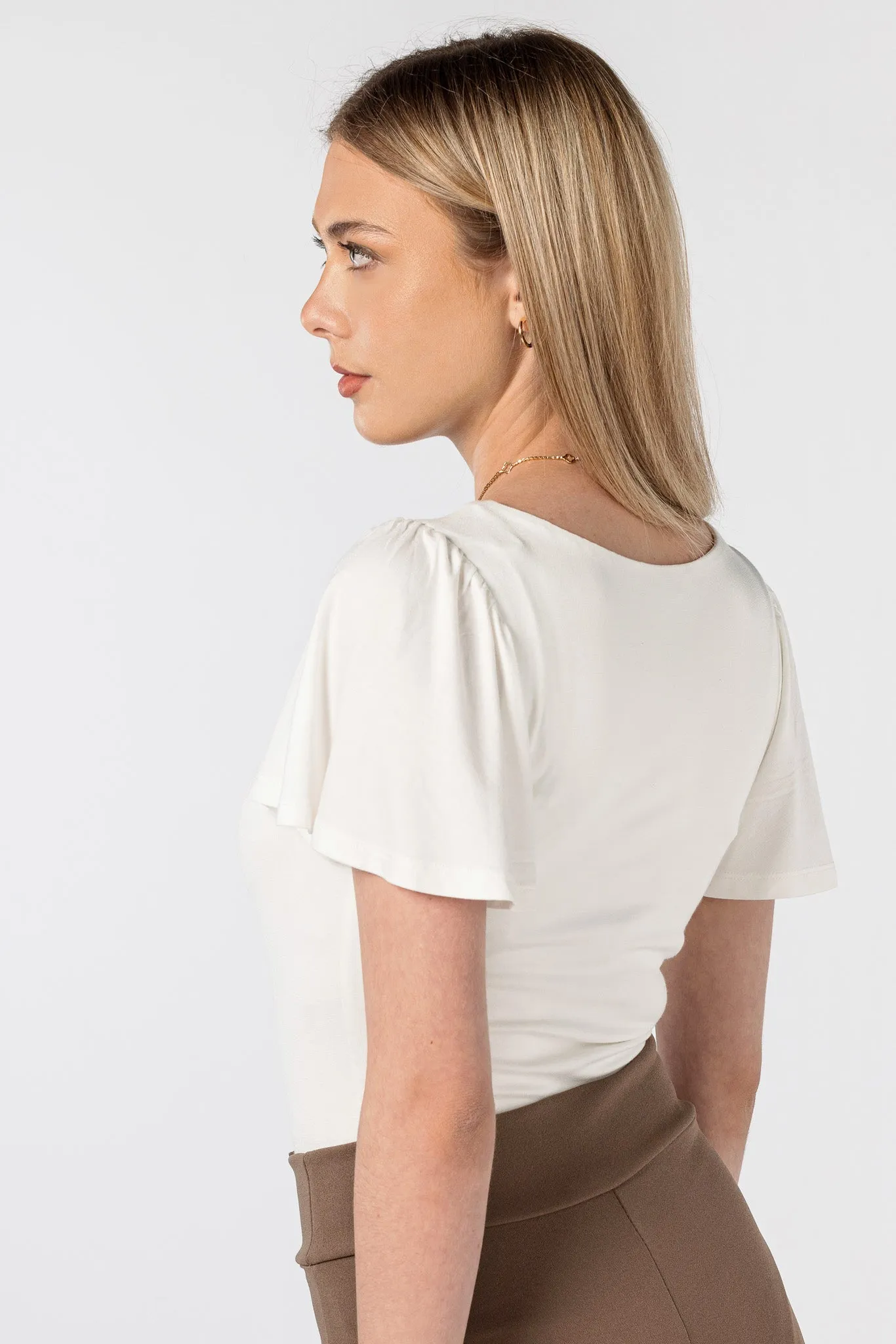 V-Neck Bodysuit with Flutter Sleeve sold by Eclipse product image thumbnail 4