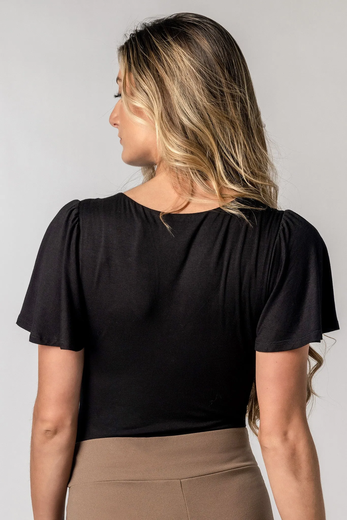 V-Neck Bodysuit with Flutter Sleeve sold by Eclipse product image thumbnail 2