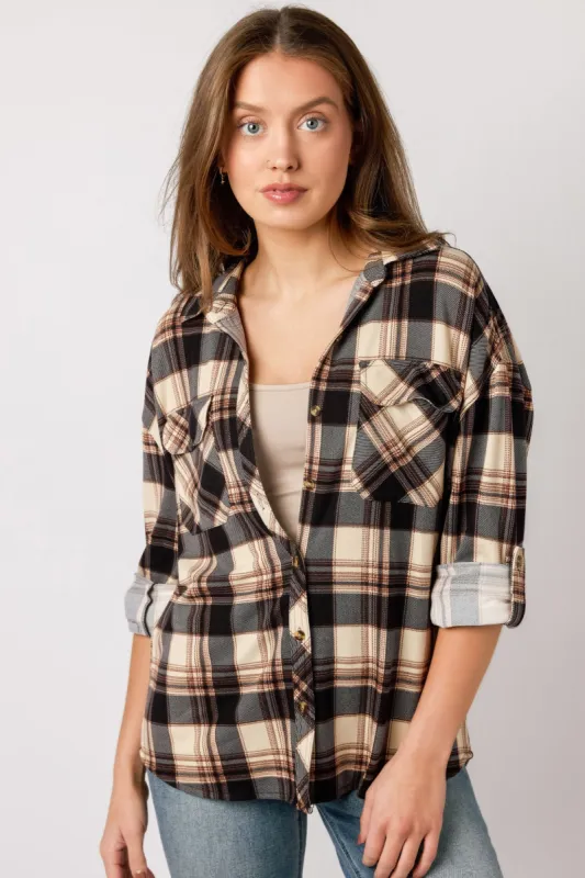 Plaid Knit Shirt with Roll-Up Sleeves sold by Eclipse