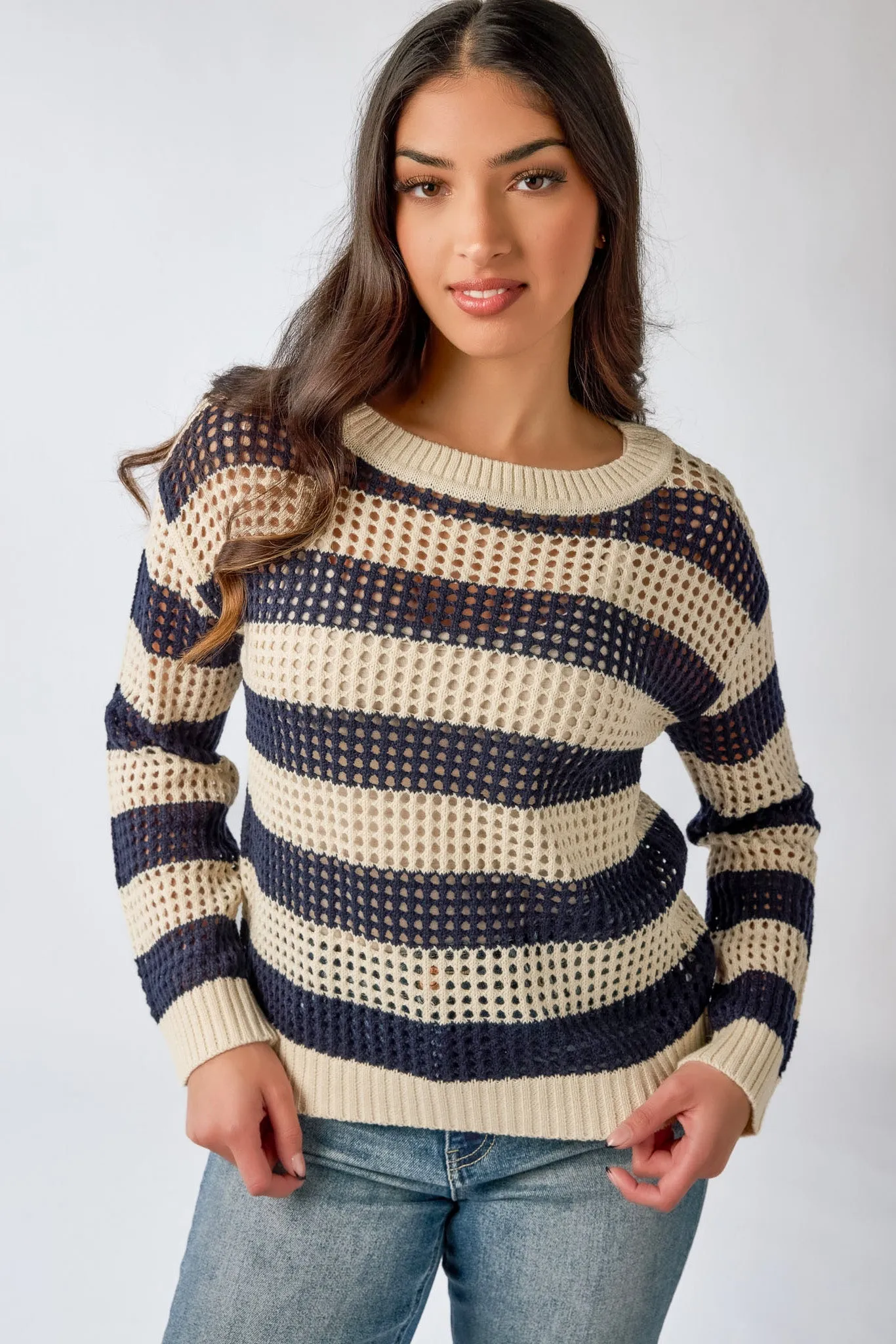 Open Knit Crewneck Sweater sold by Eclipse product image thumbnail 3