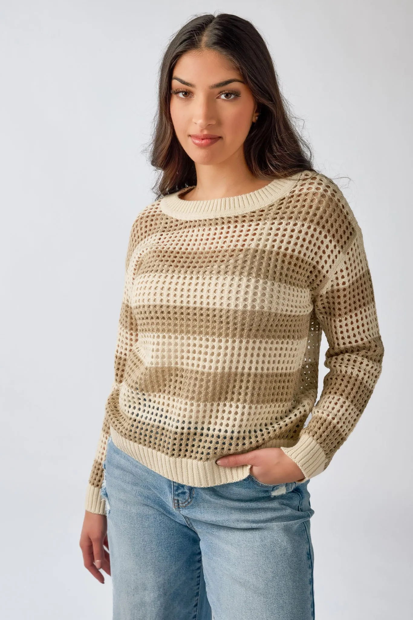Open Knit Crewneck Sweater sold by Eclipse