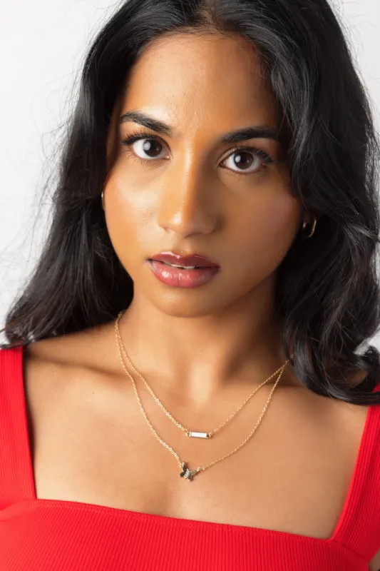 Butterfly Charm Layered Bar Necklace sold by Eclipse