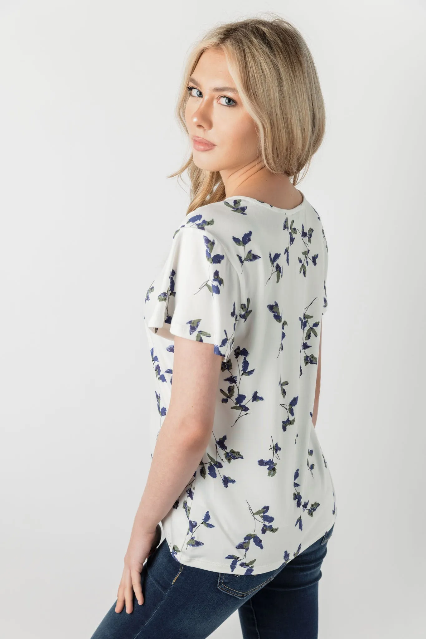 Floral Print Button-Up Top with Tie-Front sold by Eclipse product image thumbnail 2