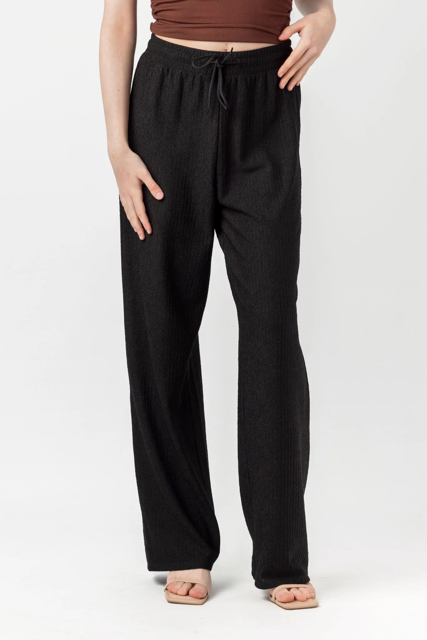 Textured Knit Drawstring Wide-Leg Pant sold by Eclipse product image thumbnail 3