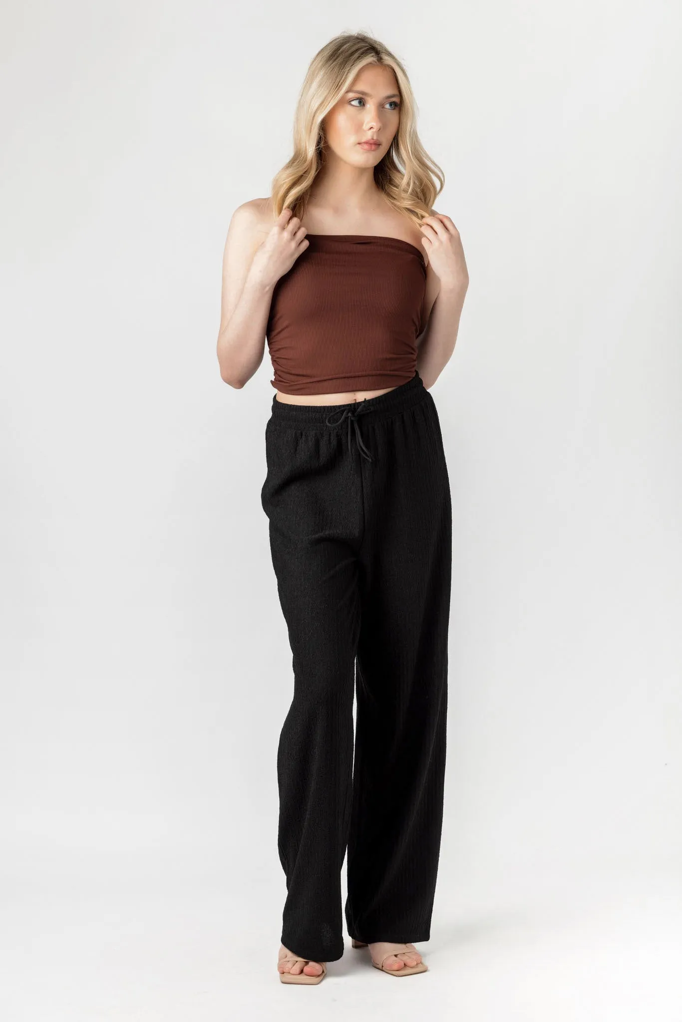 Textured Knit Drawstring Wide-Leg Pant sold by Eclipse