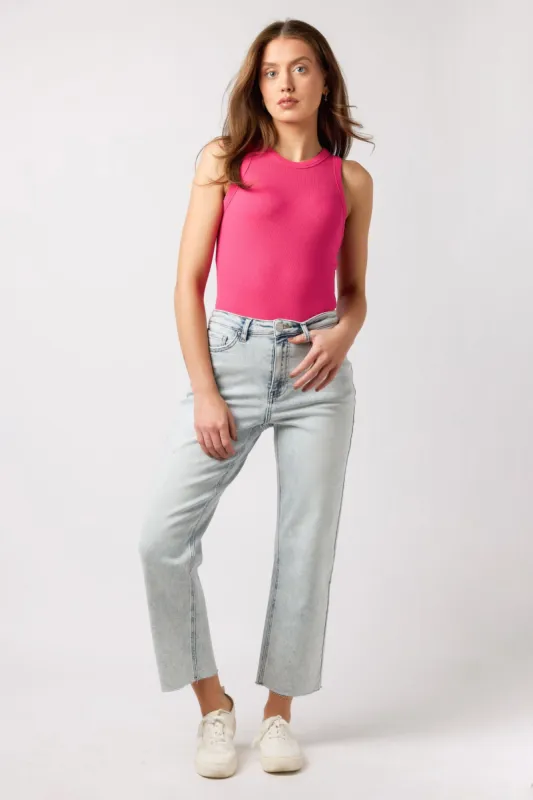 YMI High-Rise Cropped Straight Jeans in Acid Wash sold by Eclipse