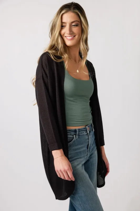 Lightweight 3/4 Sleeve Waffle Knit Cardigan sold by Eclipse
