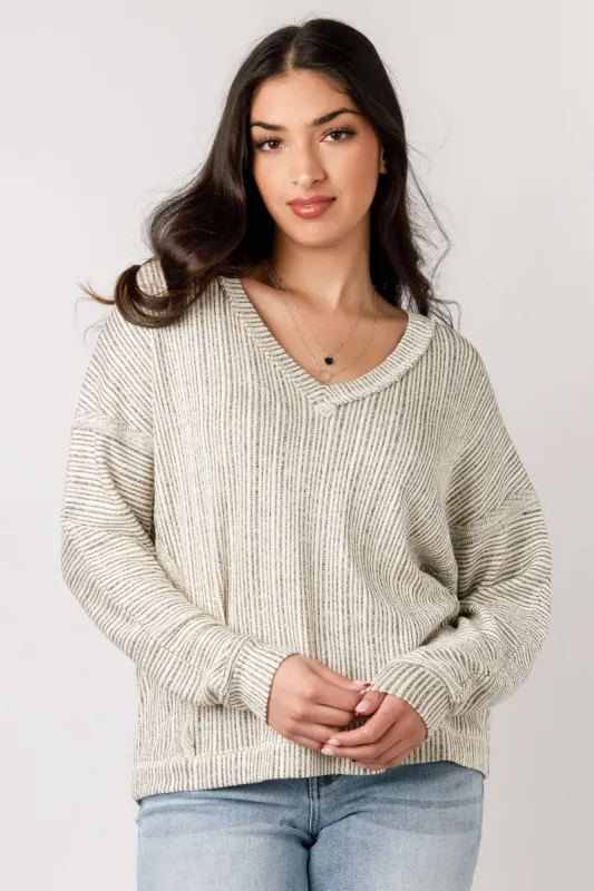 Oversized Ribbed V-Neck Sweater sold by Eclipse