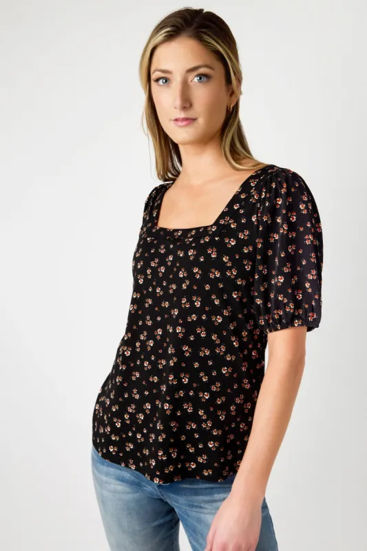 Ditsy Knit Square Neck Top sold by Eclipse