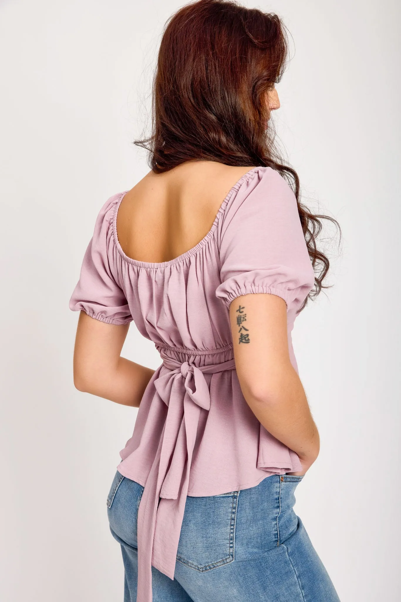 Airflow Short-Sleeve Tie-Back Peasant Top sold by Eclipse product image thumbnail 5