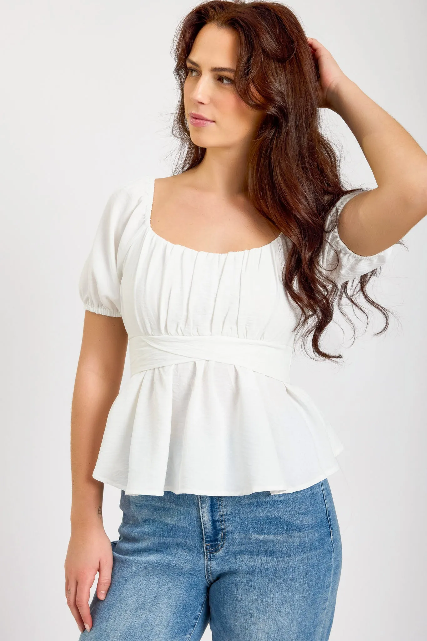 Airflow Short-Sleeve Tie-Back Peasant Top sold by Eclipse product image thumbnail 3