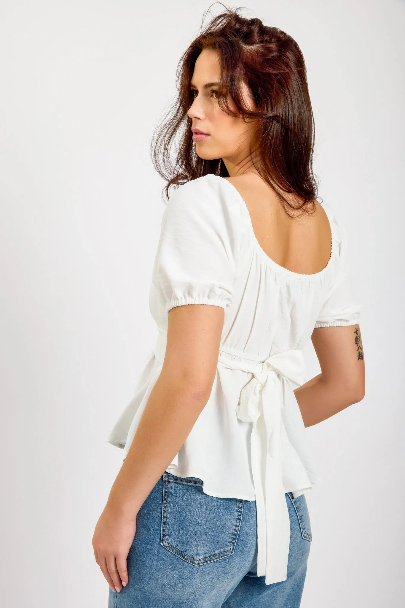 Airflow Short-Sleeve Tie-Back Peasant Top sold by Eclipse product image thumbnail 2