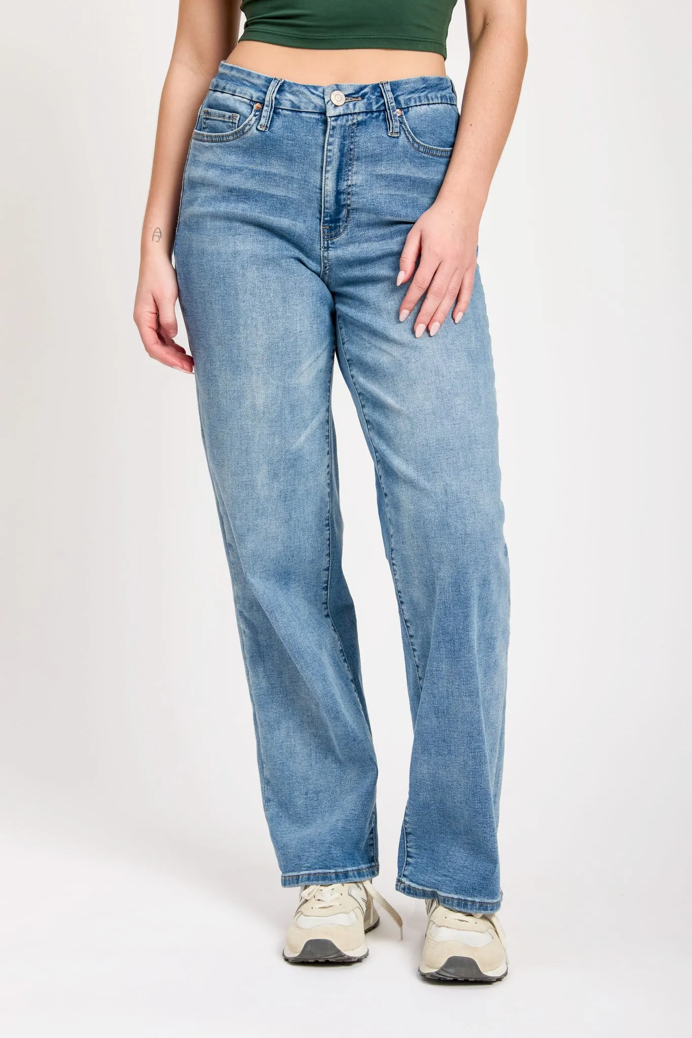 YMI Mid-Wash Curvy Fit Ultra High-Rise Wide-Leg Jeans sold by Eclipse product image thumbnail 3