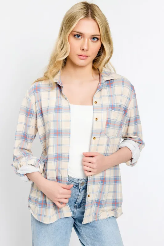 Plaid Long-Sleeve Shirt with Chest Pocket sold by Eclipse