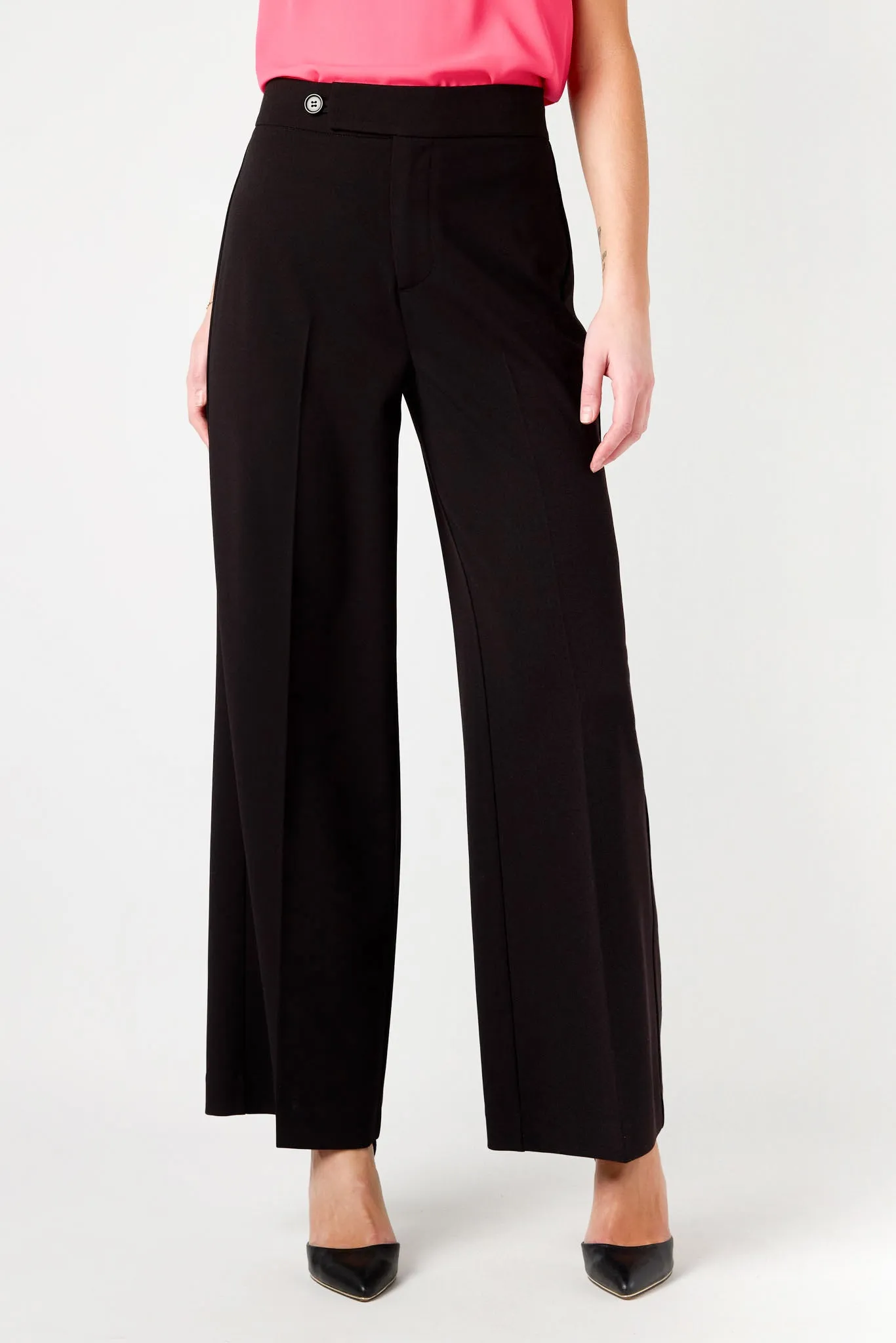 Knit Crepe Wide-Leg Pant with Single Button Waistband sold by Eclipse product image thumbnail 3