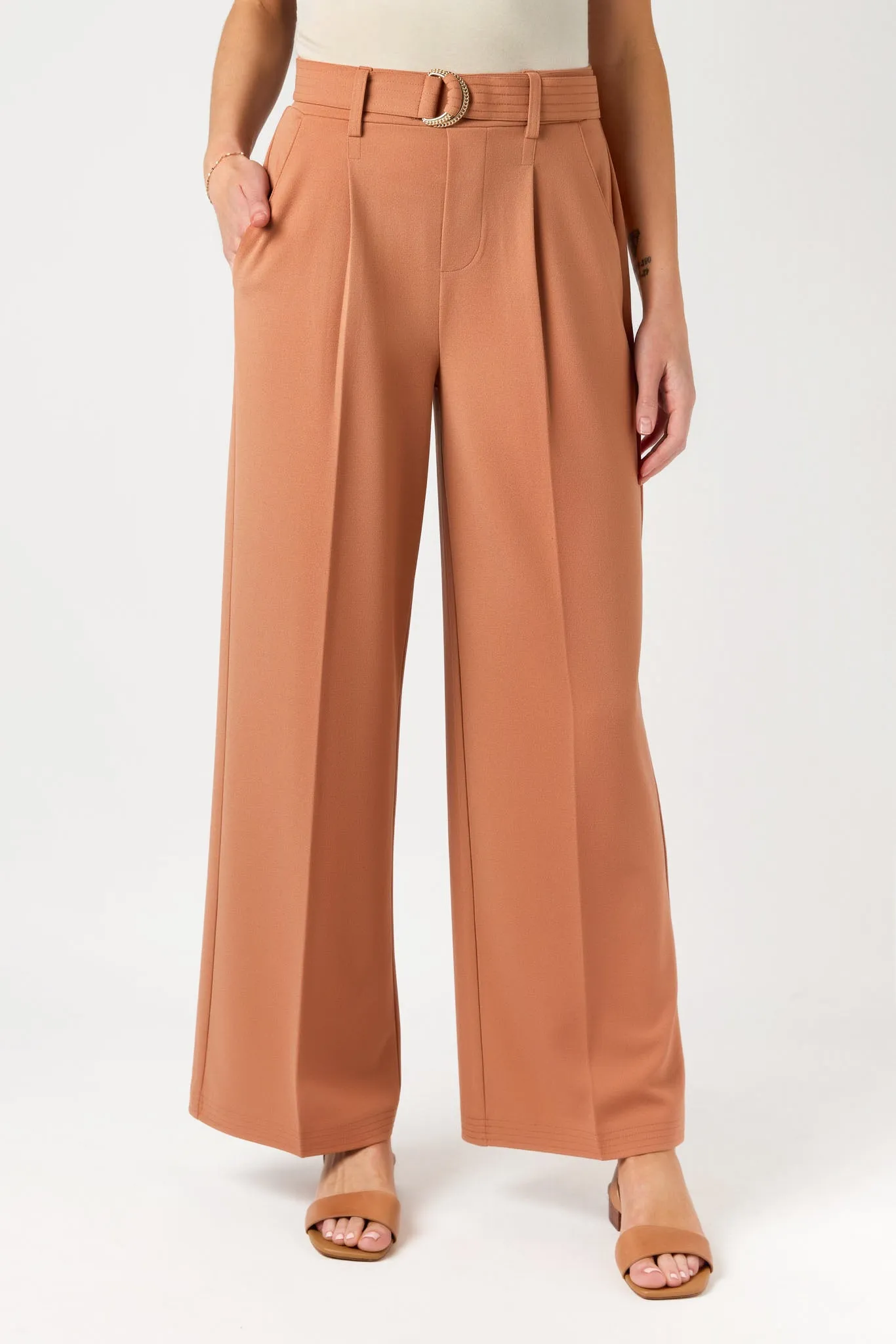 Knit Crepe Wide-Leg Pant with D-Ring Belt sold by Eclipse product image thumbnail 3