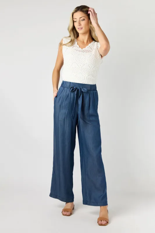 Chambray Wide-Leg Tie-Front Pant sold by Eclipse