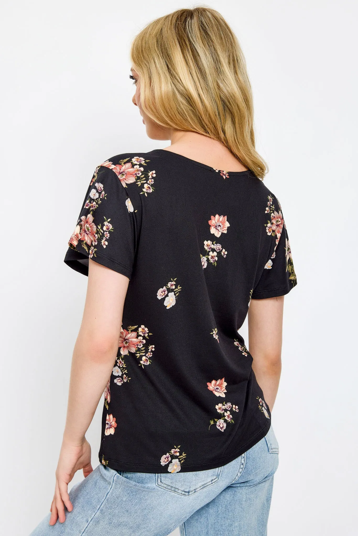 Floral Flutter-Sleeve V-Neck Top with Tie-Front sold by Eclipse product image thumbnail 2