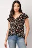 Abstract-Print Flutter-Sleeve V-Neck Blouse with Twisted Hem sold by Eclipse