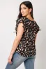 Abstract-Print Flutter-Sleeve V-Neck Blouse with Twisted Hem sold by Eclipse