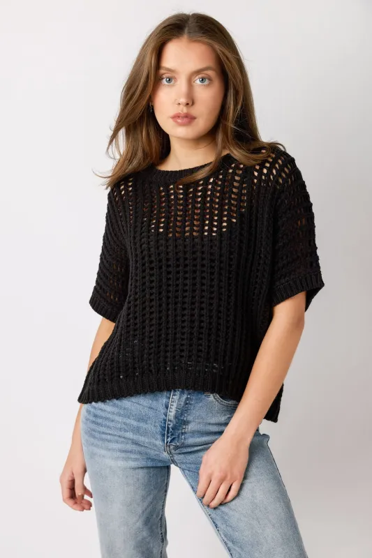 Openwork Knitted Short-Sleeve Sweater sold by Eclipse