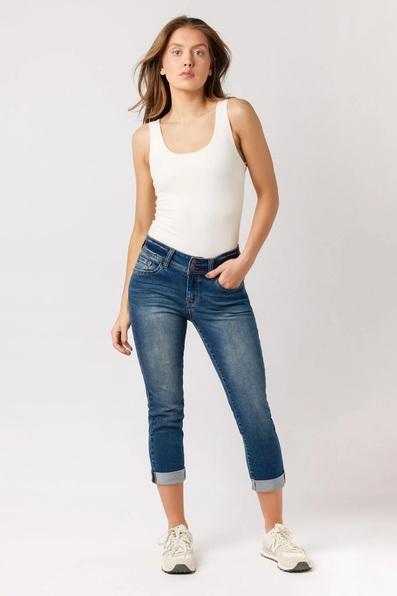 WallFlower InstaSoft Juliette Wash Ultra Mid-Rise Cropped Skinny Jean sold by Eclipse