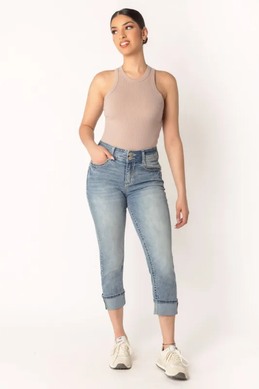 WallFlower Grace Wash Flirty Curvy Cropped High-Rise Jean sold by Eclipse