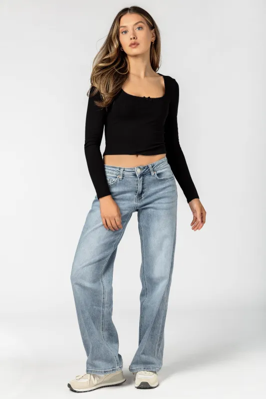 YMI Light Wash Mid-Rise Wide-Leg Jean sold by Eclipse