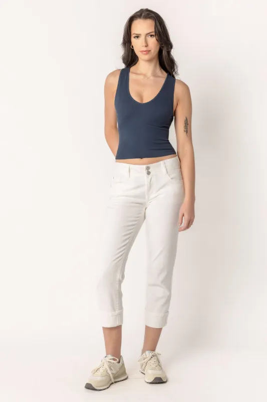 WallFlower White Lucas Curvy Mid-Rise Skinny Cropped Jean sold by Eclipse
