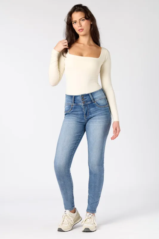 WallFlower InstaSoft Mara Wash Sassy Skinny High-Rise Jegging sold by Eclipse