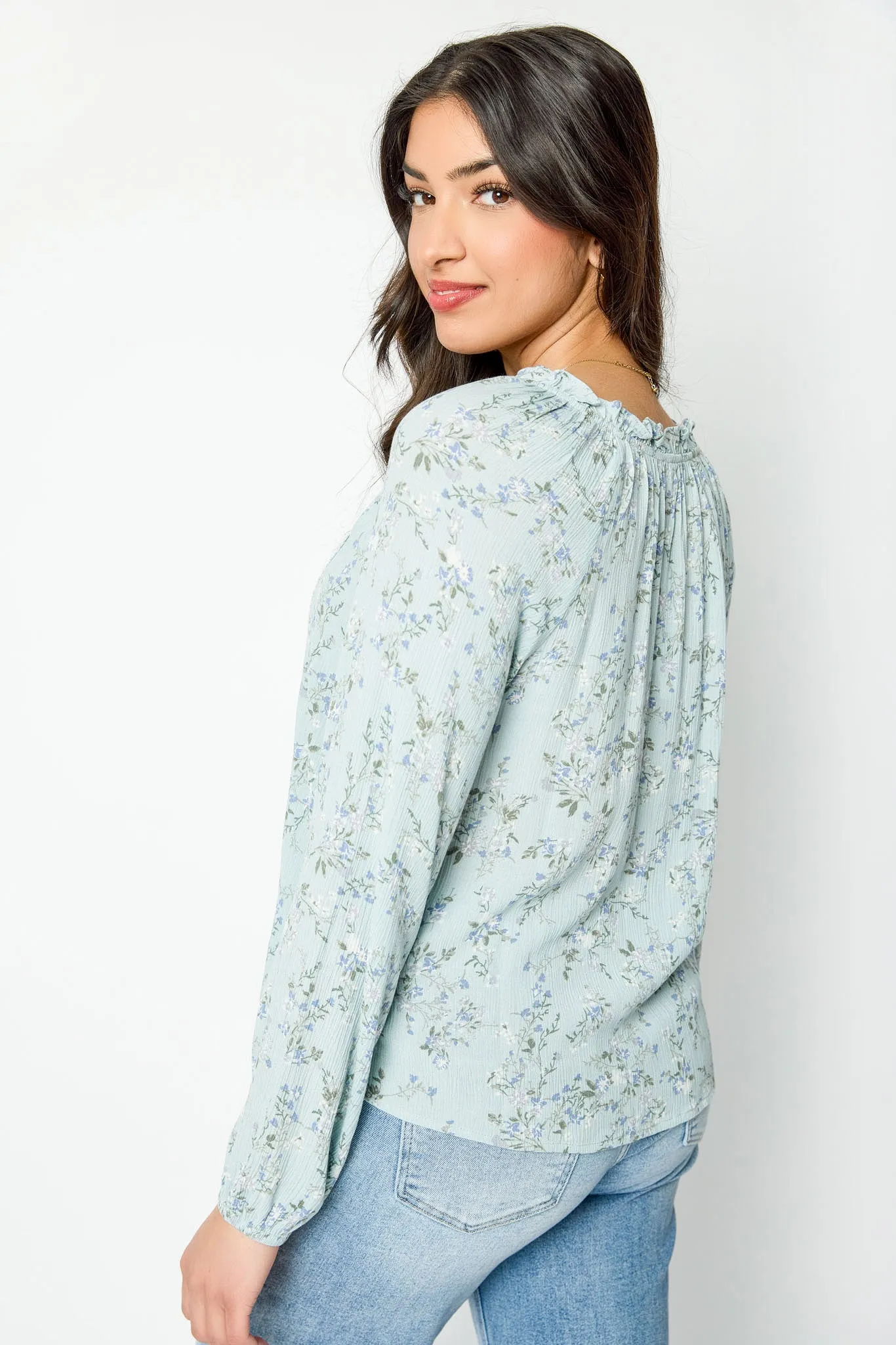 Floral Long-Sleeve Blouse with Lace Trim sold by Eclipse product image thumbnail 2