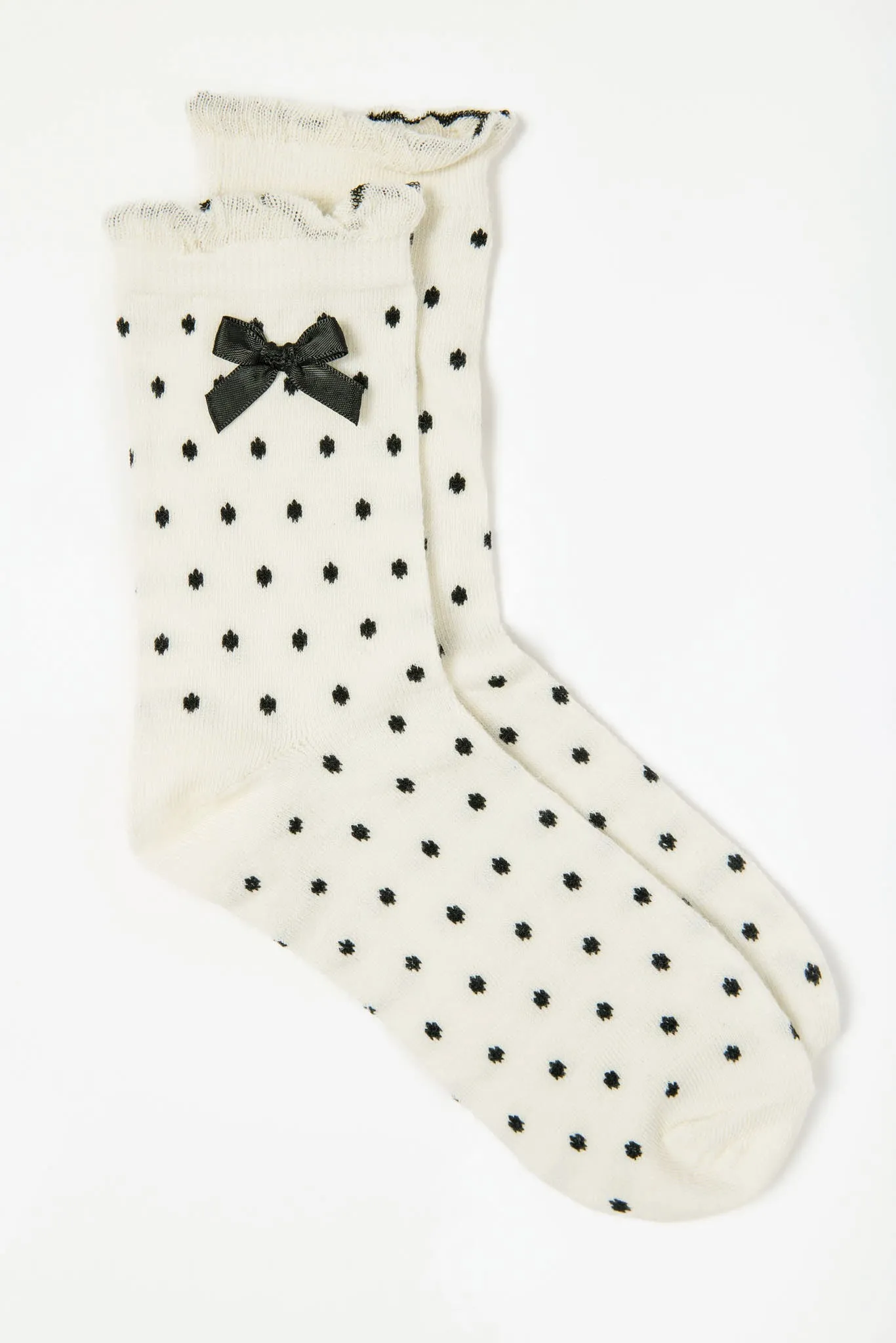 Polka Dot Ruffle-Trim Bow Socks sold by Eclipse product image thumbnail 2