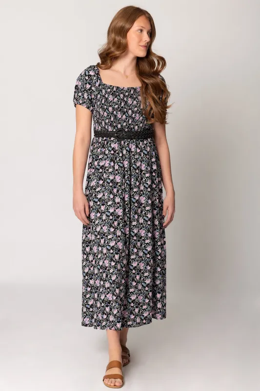 WallFlower Watercolour Floral Puff-Sleeve Maxi Dress with Belt sold by Eclipse