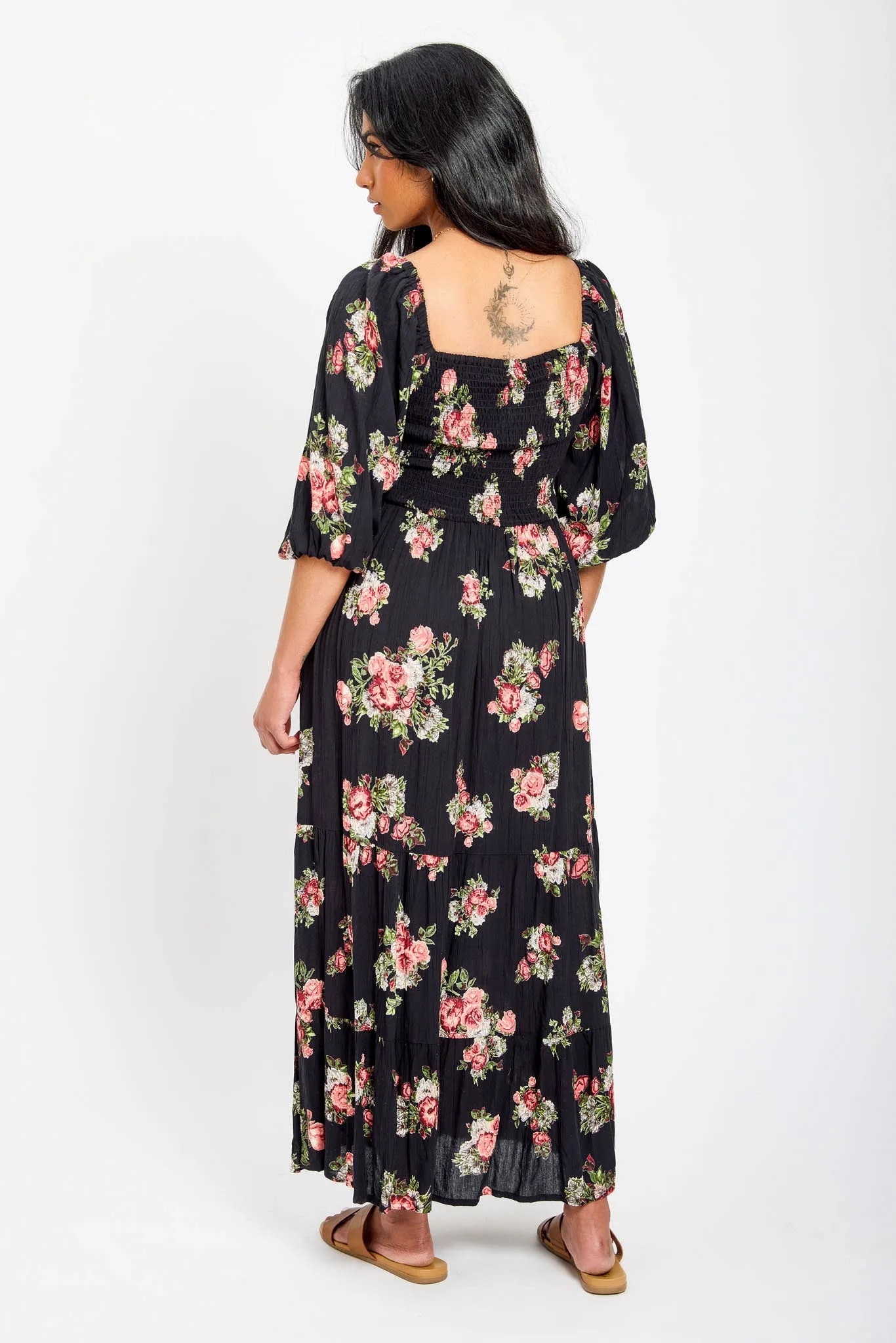 Floral Smocked Balloon-Sleeve Maxi Dress sold by Eclipse product image thumbnail 2