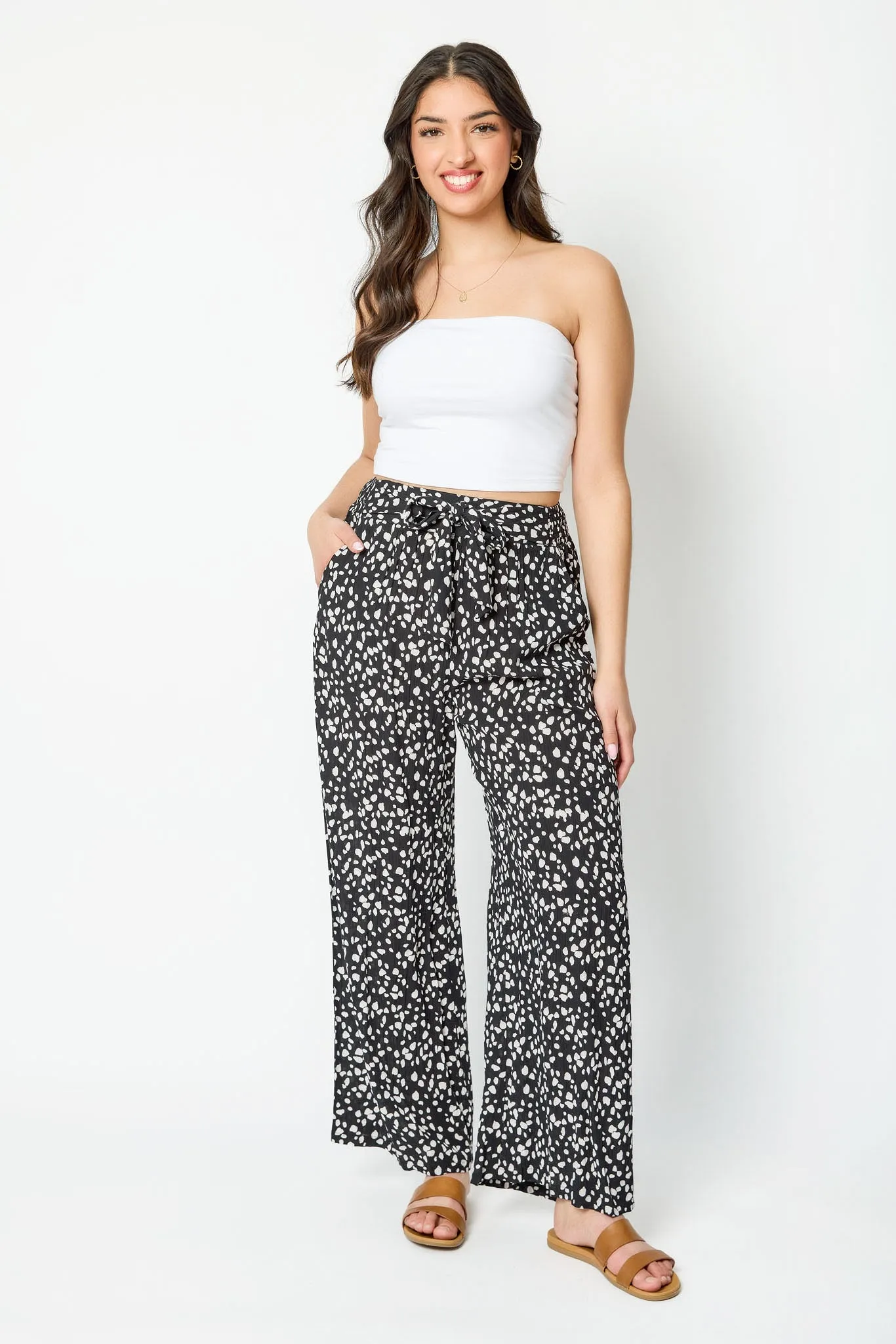 Tie-Belt Polka Dot Palazzo Pant sold by Eclipse