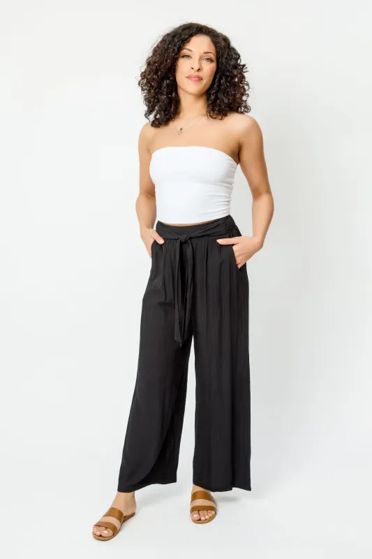 Tie-Belt Palazzo Pant with Pockets sold by Eclipse