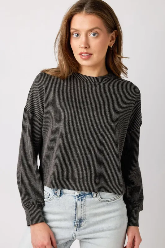 Avignon Ribbed Long-Sleeve Cropped Top sold by Eclipse